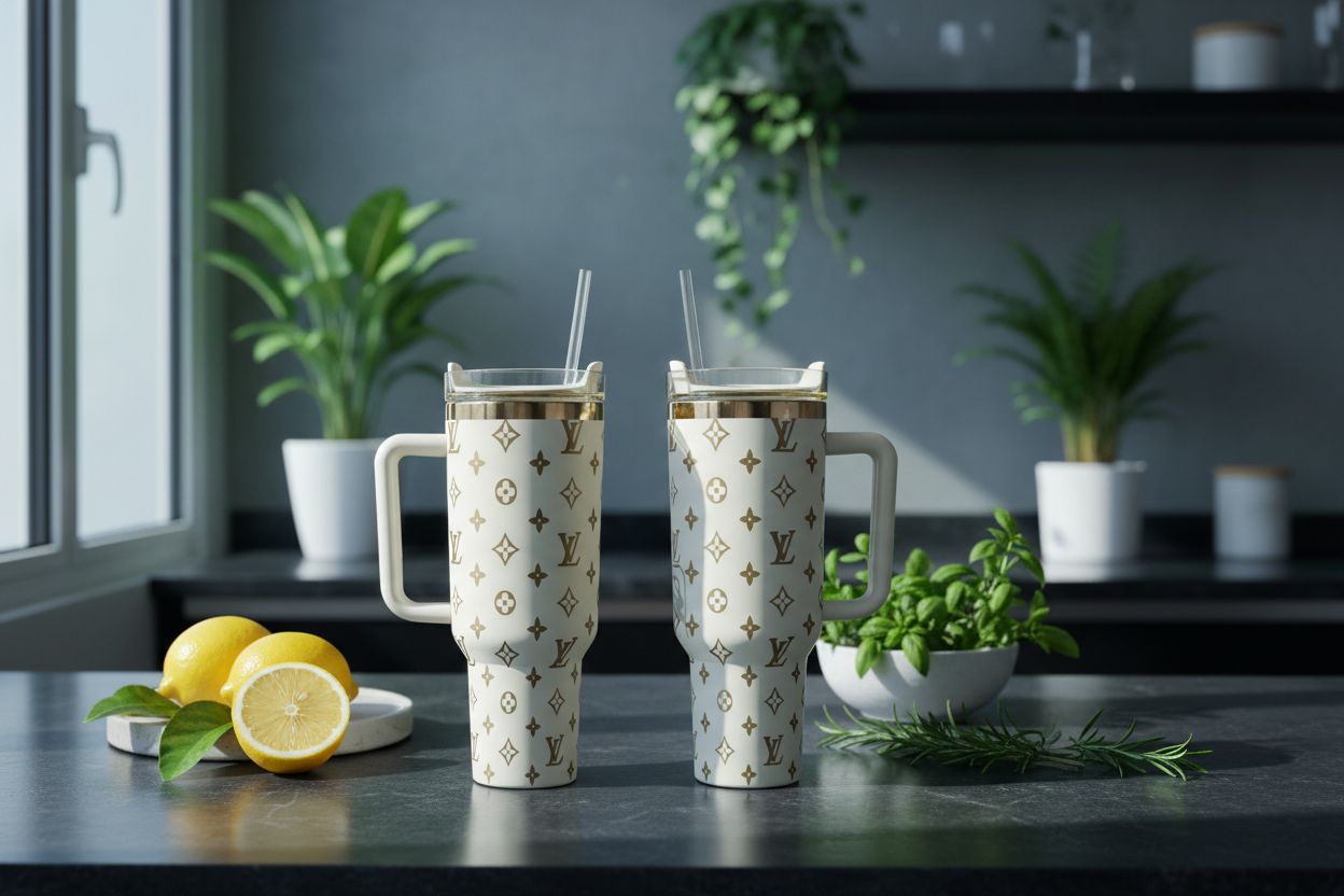 Creme & Gold Luxe Laser Engraved Tumbler