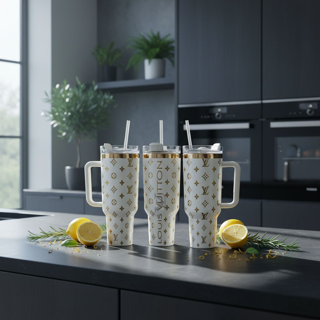 Creme & Gold Luxe Laser Engraved Tumbler