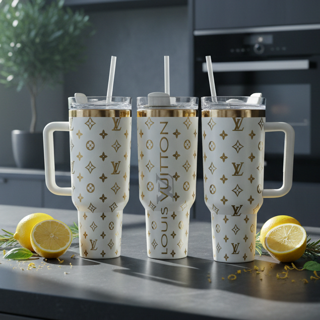 Creme & Gold Luxe Laser Engraved Tumbler